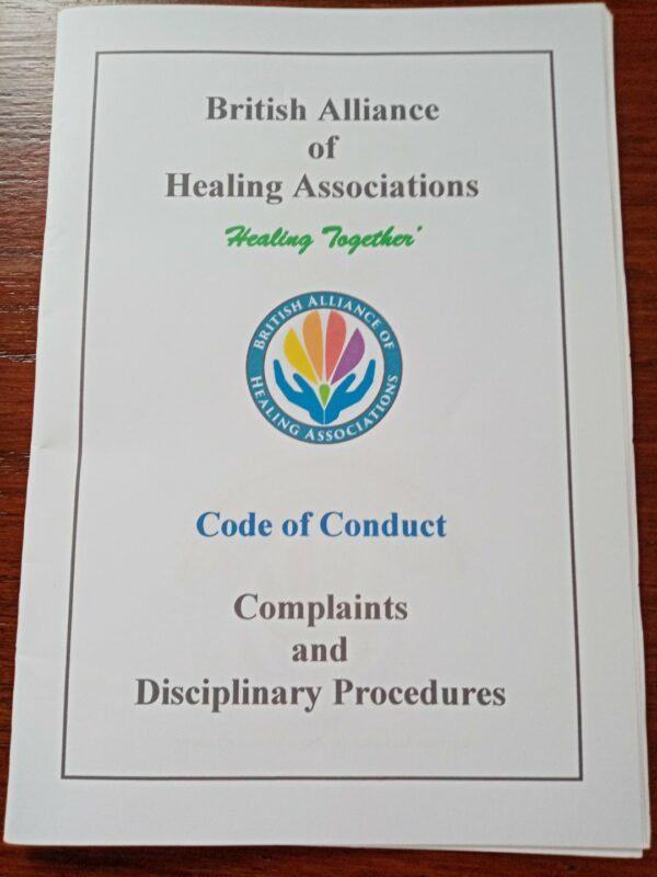 British Alliance of Healing Associations Code of Conduct, Complaints and Disciplinary procedures